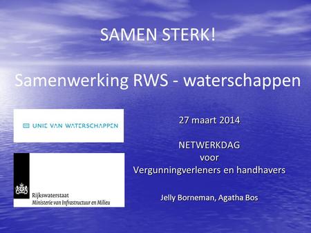 Samenwerking RWS - waterschappen