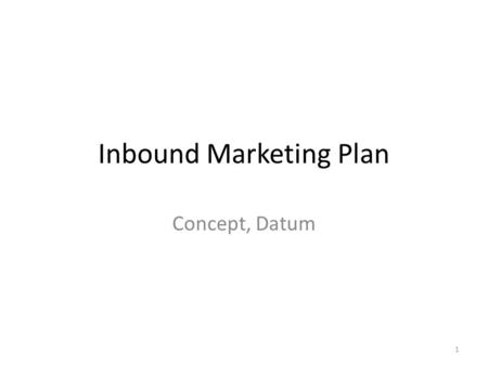 Inbound Marketing Plan