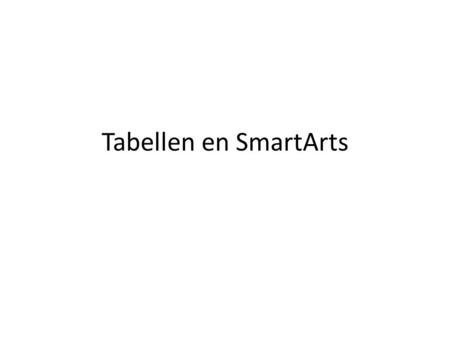 Tabellen en SmartArts.