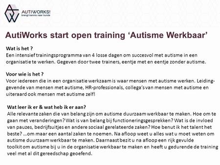 AutiWorks start open training ‘Autisme Werkbaar’