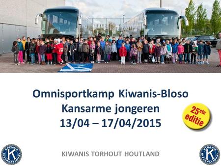 KIWANIS TORHOUT HOUTLAND Omnisportkamp Kiwanis-Bloso Kansarme jongeren 13/04 – 17/04/2015.
