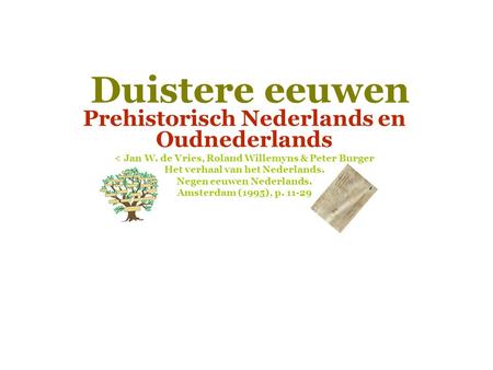 Duistere eeuwen Prehistorisch Nederlands en Oudnederlands