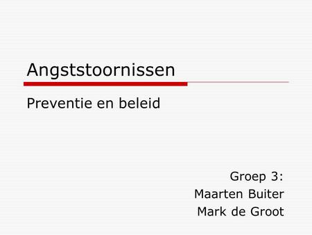 Groep 3: Maarten Buiter Mark de Groot