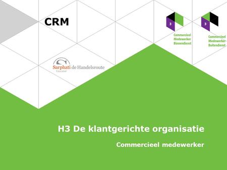CRM H3 De klantgerichte organisatie Commercieel medewerker.