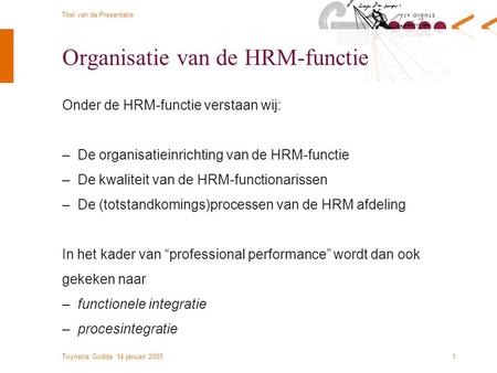 Organisatie van de HRM-functie
