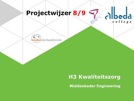 Projectwijzer 8/9 H3 Kwaliteitszorg Middenkader Engineering.