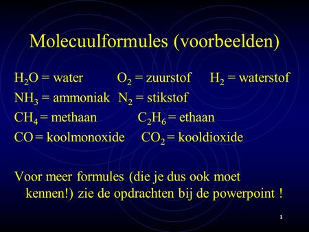 Molecuulformules (voorbeelden)