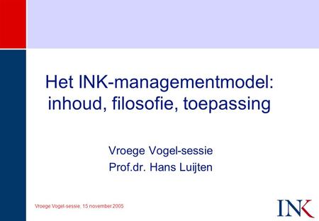Het INK-managementmodel: inhoud, filosofie, toepassing