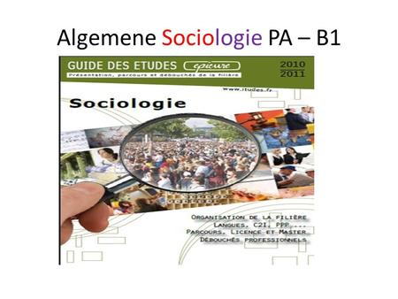Algemene Sociologie PA – B1