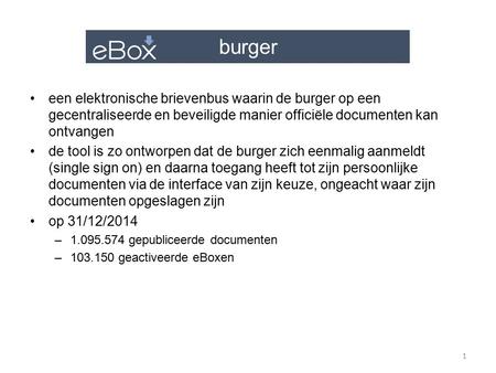 Burger een elektronische brievenbus waarin de burger op een gecentraliseerde en beveiligde manier officiële documenten kan ontvangen de tool is zo ontworpen.