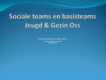 Sociale teams en basisteams Jeugd & Gezin Oss