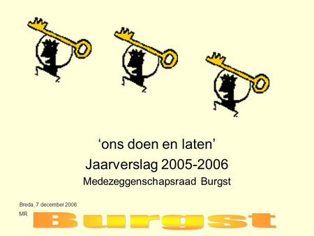 ‘ons doen en laten’ Jaarverslag 2005-2006 Medezeggenschapsraad Burgst Breda, 7 december 2006 MR.