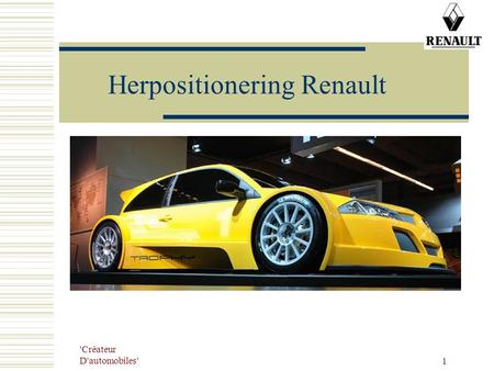 'Créateur D'automobiles' 1 Herpositionering Renault.