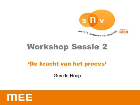 Workshop Sessie 2 ‘De kracht van het proces’ Guy de Hoop
