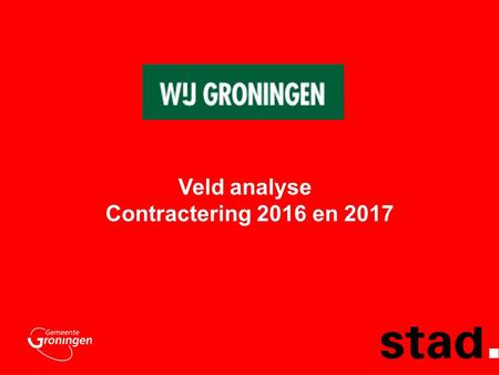Veld analyse Contractering 2016 en 2017. Programma Veldanalyse WIJ-teams  Welkom en toelichting programma  Korte presentatie over planning, doel en.