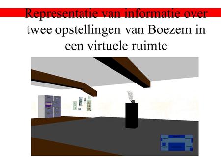 Representatie van informatie over twee opstellingen van Boezem in een virtuele ruimte.
