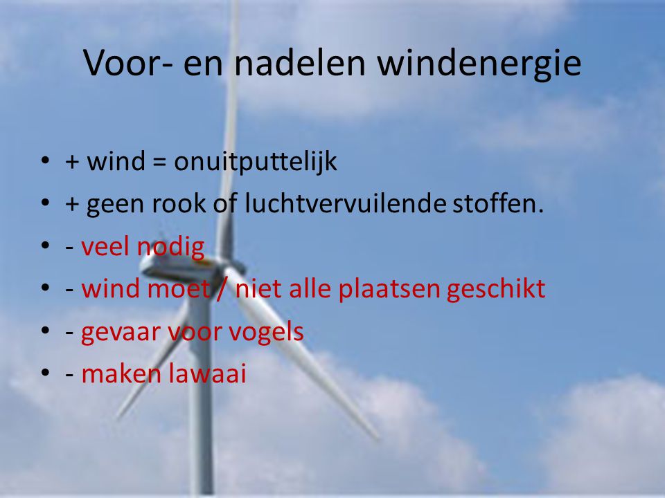 Voor en nadelen windenergie