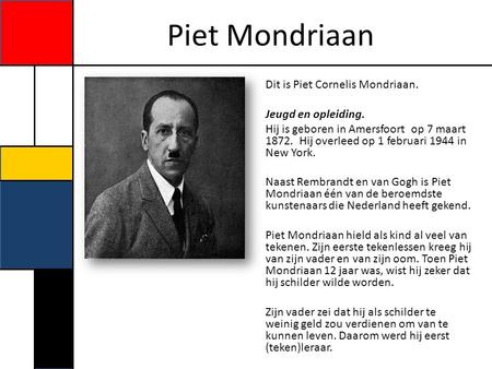 Piet Mondriaan Jeugd en opleiding.