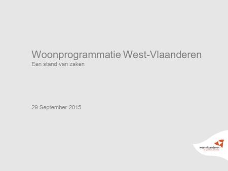 Woonprogrammatie West-Vlaanderen
