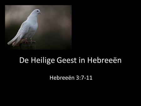 De Heilige Geest in Hebreeën Hebreeën 3:7-11. 2 7 Daarom, zoals de Heilige Geest zegt: “Heden, indien u Zijn stem hoort, 8 “verhard dan uw hart niet,