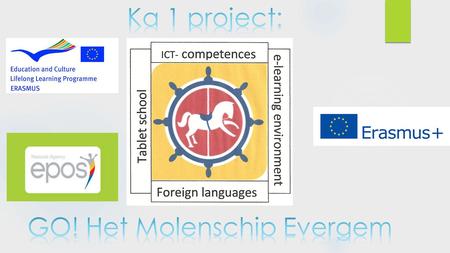 KA 1 project: 2014-1-BE02-KA101-000117 Het ontwikkelen van een e-safe e-learning leeromgeving.(platform) Groeien naar een tabletschool Gebruik van tablet.