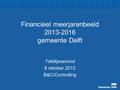 Financieel meerjarenbeeld 2013-2016 gemeente Delft Tafeltjesavond 8 oktober 2012 B&C/Controlling.