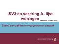 ISV3 en sanering A- lijst woningen Stand van zaken en voorgenomen aanpak Maastricht, 10 maart 2010.