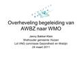 Overheveling begeleiding van AWBZ naar WMO Janny Bakker-Klein Wethouder gemeente Huizen Lid VNG commissie Gezondheid en Welzijn 24 maart 2011.