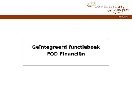 Geïntegreerd functieboek FOD Financiën
