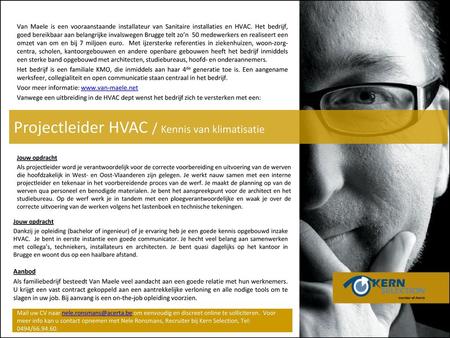 Projectleider HVAC / Kennis van klimatisatie