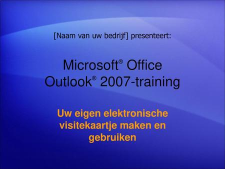 Microsoft® Office Outlook® 2007-training