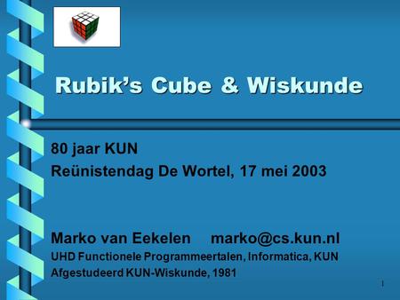 Rubik’s Cube & Wiskunde