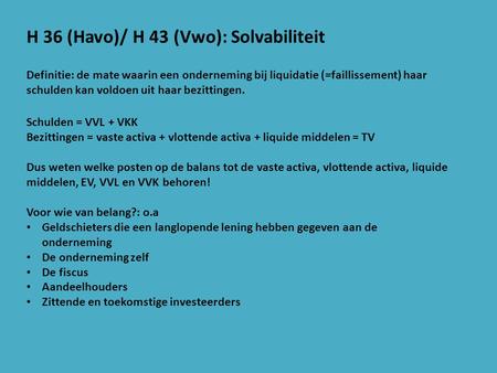 H 36 (Havo)/ H 43 (Vwo): Solvabiliteit