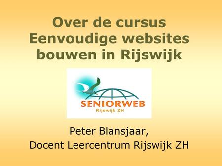 Over de cursus Eenvoudige websites bouwen in Rijswijk