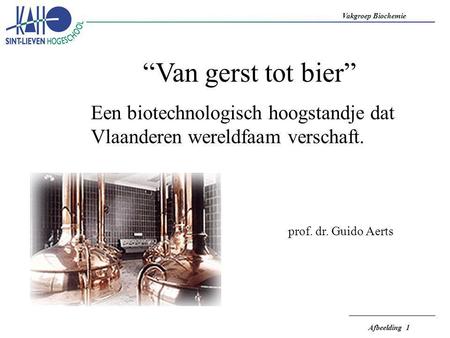“Van gerst tot bier” Een biotechnologisch hoogstandje dat Vlaanderen wereldfaam verschaft. prof. dr. Guido Aerts.