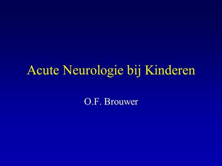 Acute Neurologie bij Kinderen