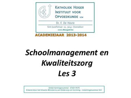 Schoolmanagement en Kwaliteitszorg