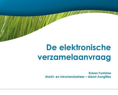 De elektronische verzamelaanvraag Ruben Fontaine Markt- en Inkomensbeheer – dienst Aangiftes.