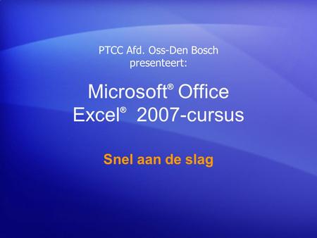 Microsoft® Office Excel® 2007-cursus