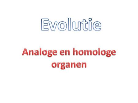 Evolutie Analoge en homologe organen.