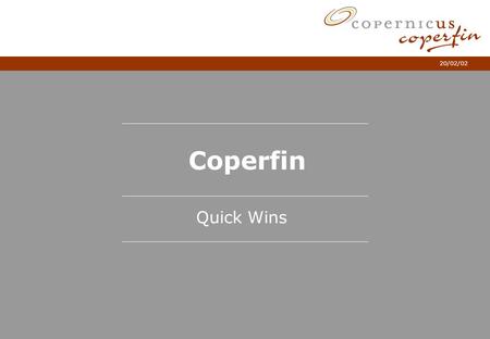 Coperfin Quick Wins.