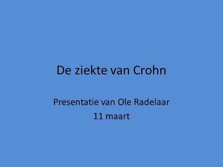 Presentatie van Ole Radelaar 11 maart