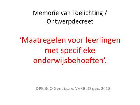 DPB BuO Gent i.s.m. VVKBuO dec. 2013