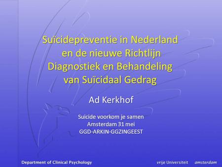 Ad Kerkhof Suicide voorkom je samen Amsterdam 31 mei