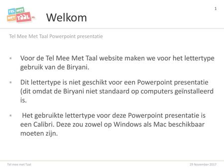Tel Mee Met Taal Powerpoint presentatie