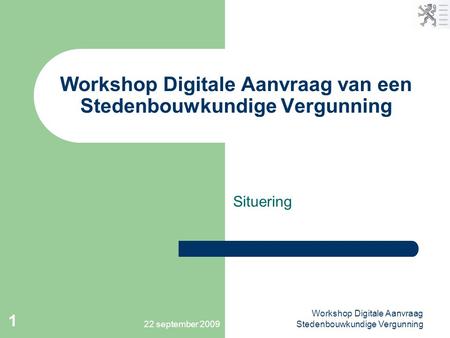 Workshop Digitale Aanvraag van een Stedenbouwkundige Vergunning