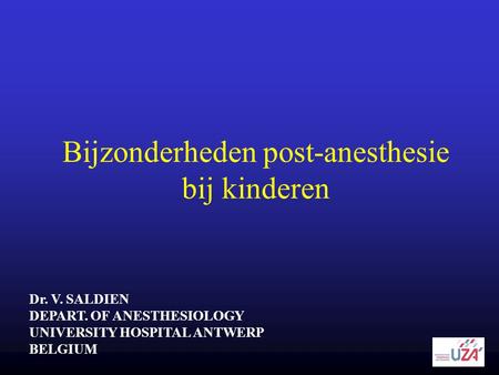 Bijzonderheden post-anesthesie bij kinderen