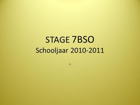 STAGE 7BSO Schooljaar 2010-2011 +.