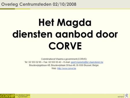 Het Magda diensten aanbod door CORVE