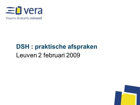 DSH : praktische afspraken Leuven 2 februari 2009.